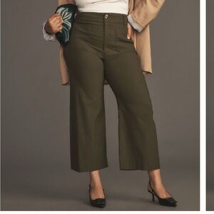 Anthropologie Maeve The Colette Green Wide Leg Cropped Pants 16w